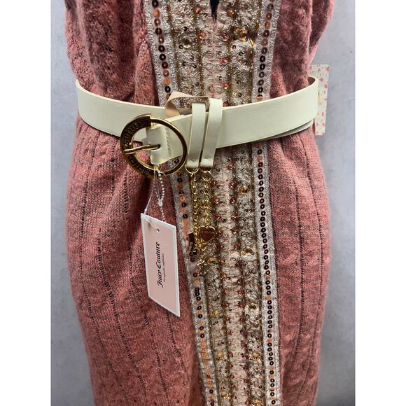 Juicy Couture Gold Logo Rhinestone Charm Chain Link Belt Size L/XL NWT - Picture 2 of 4